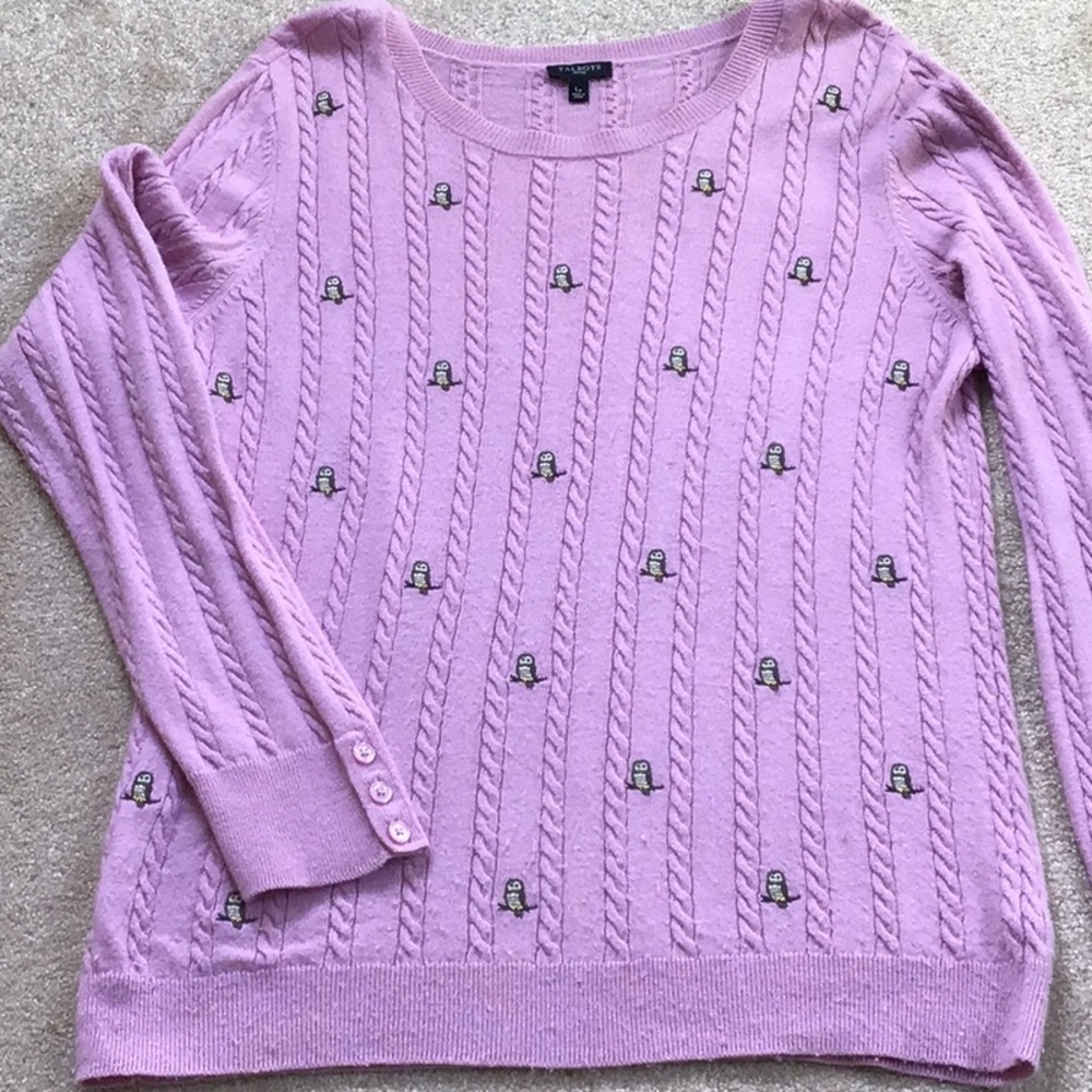 Talbots Pink Cable Knit Sweater